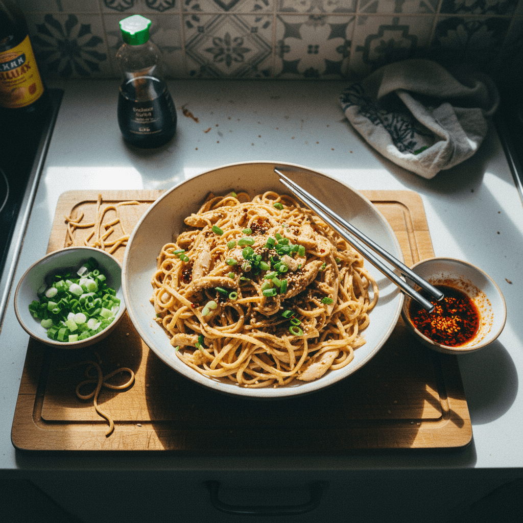 Mama's Cold Sesame Chicken Noodles 芝麻鸡肉面