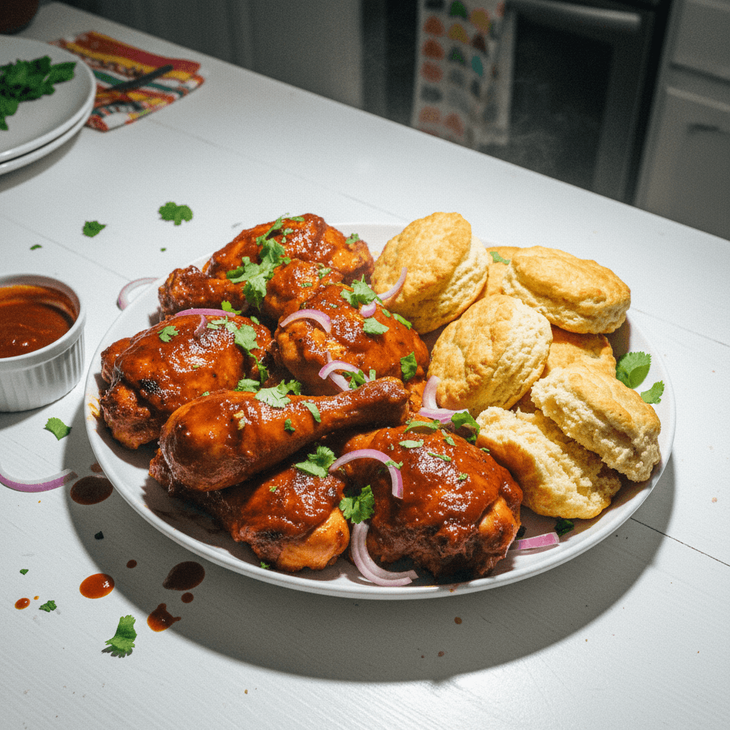 BBQ Chicken and Biscuits