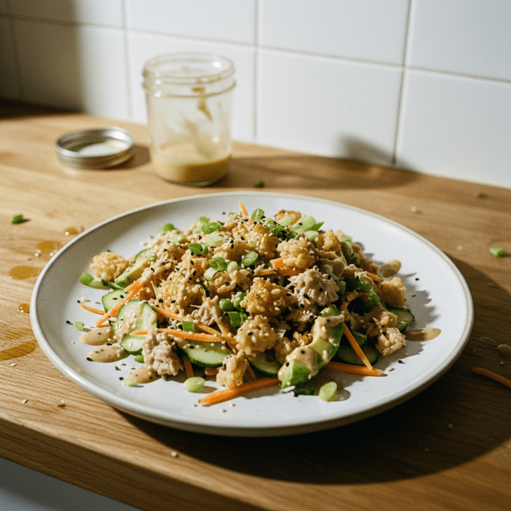 Ensalada de Atún con Arroz Crispy