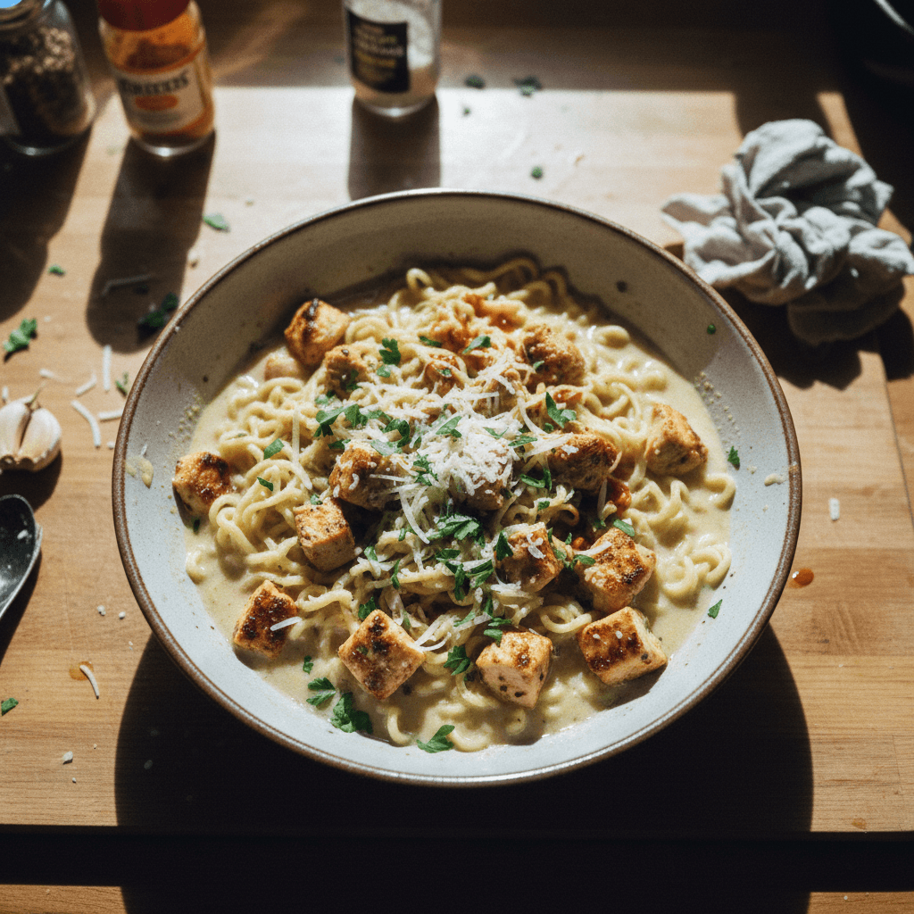 Creamy Garlic Chicken Ramen