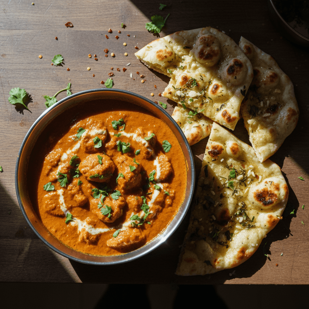 Butter Chicken and Garlic Butter Naan
