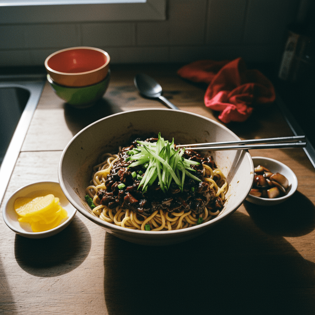 Jjajangmyeon (Korean Black Bean Sauce Noodles)