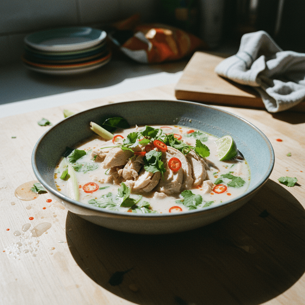 Poached Chicken with Asian Coconut Milk Broth