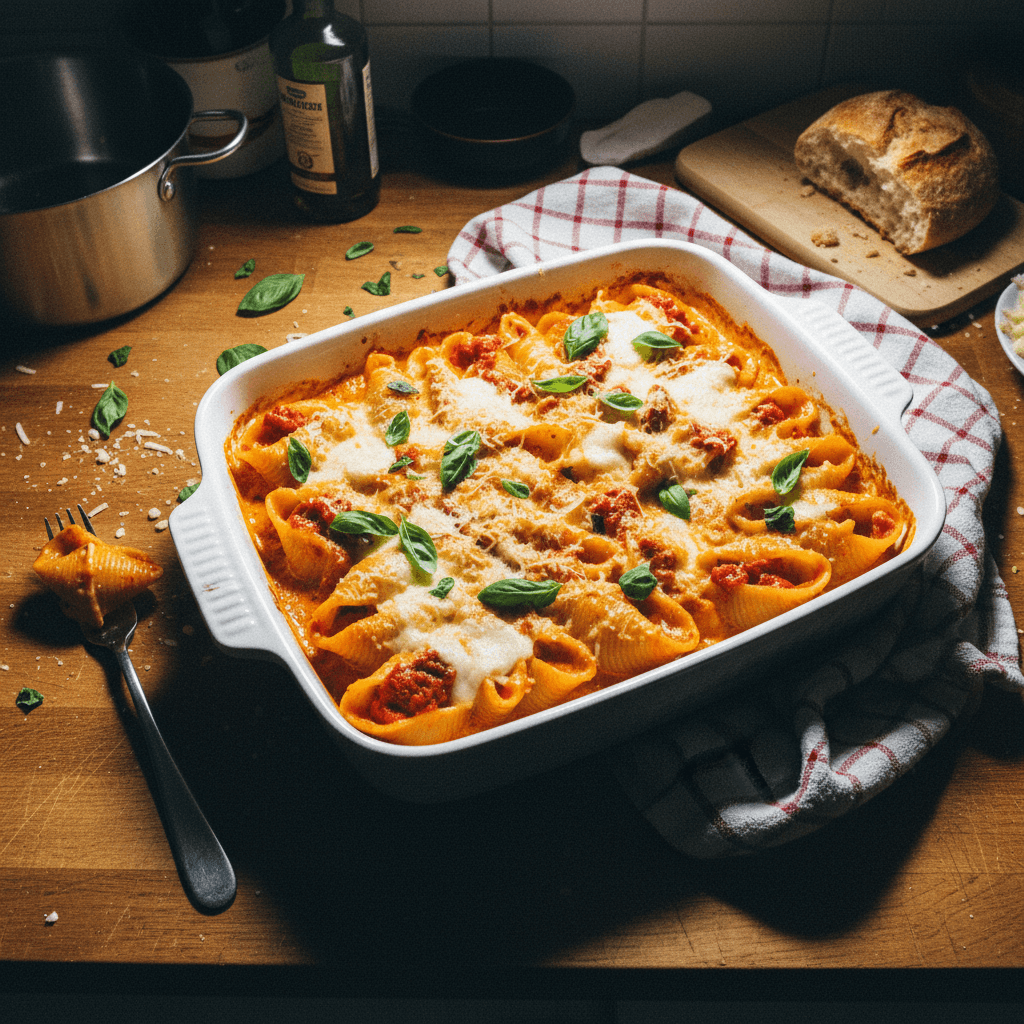 Ricotta Stuffed Shells with N’duja-Vodka Sauce