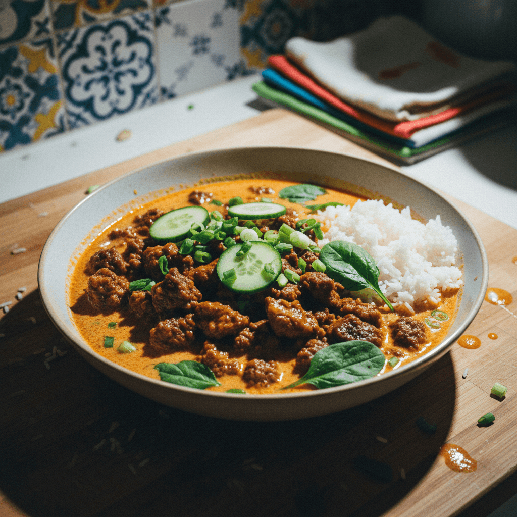 Sticky Beef in a Coconut Red Curry Broth