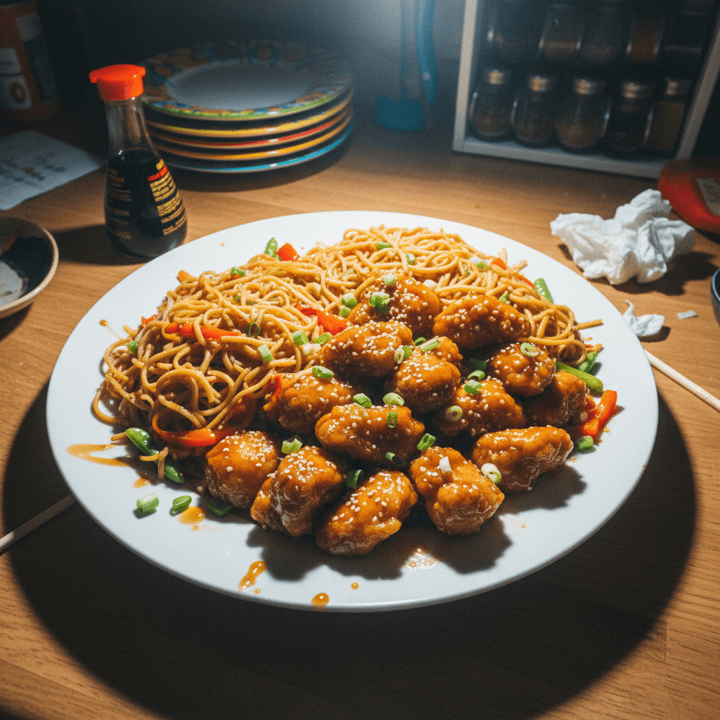 Honey Glazed Chicken with Chow Mein