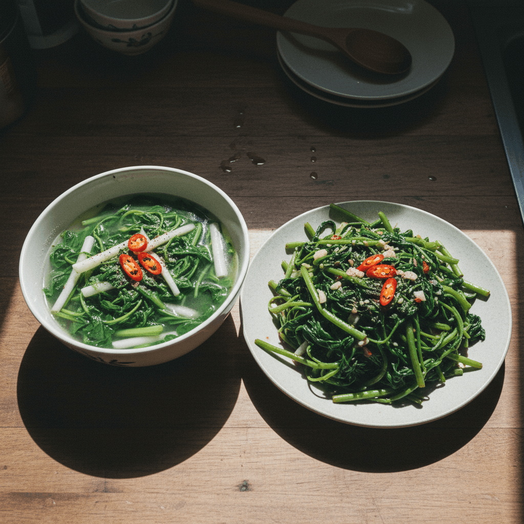 Rau Muống (Water Spinach) Two Ways