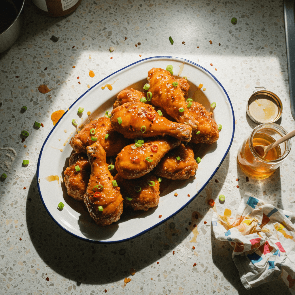 Fried Chicken with Hot Honey Glaze