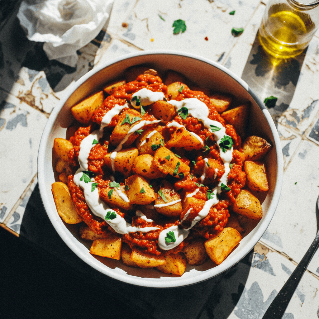 Baked Patatas Bravas with Aioli