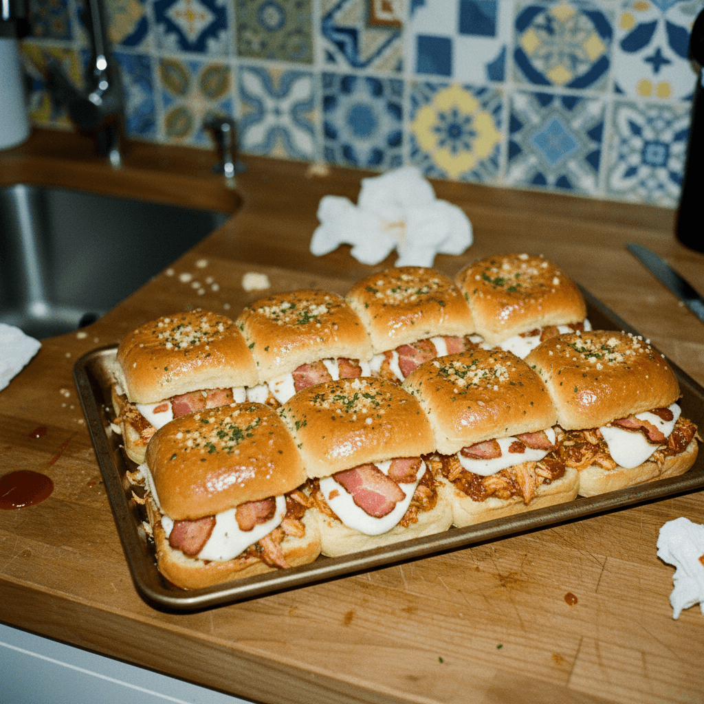 Cheesy BBQ Chicken Sliders