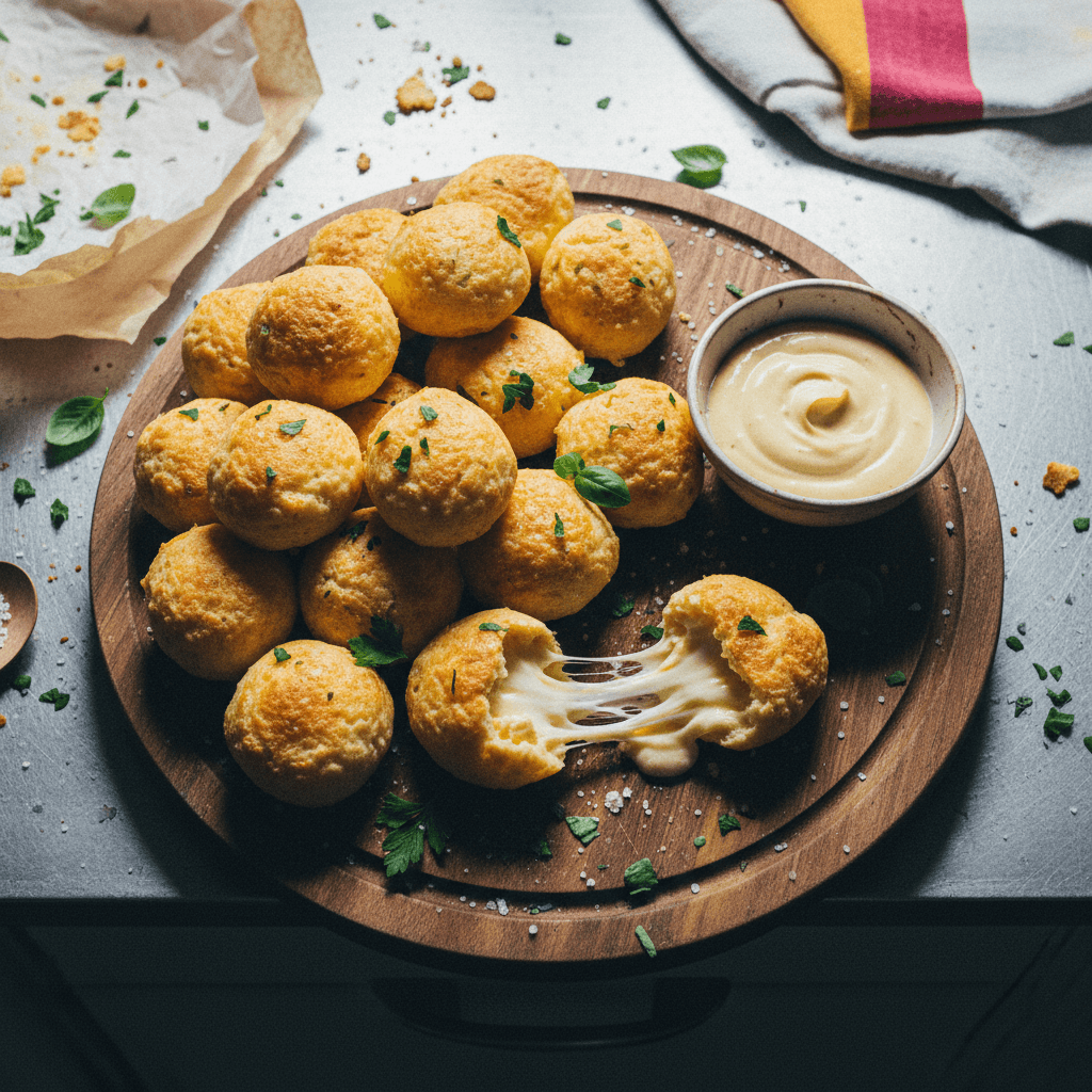 Bolinhas de Queijo Assadas com Muito Queijo por Dentro