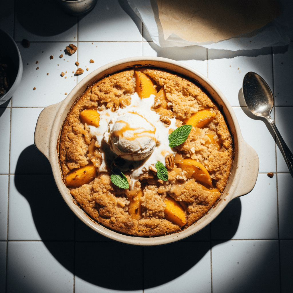 Peach Cobbler Bread Pudding
