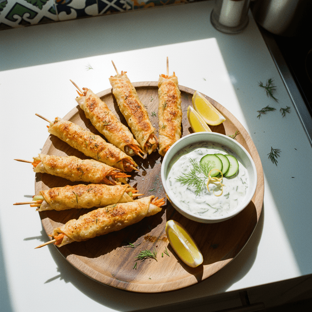 Air-Fryer Chicken Rice-Paper Skewers