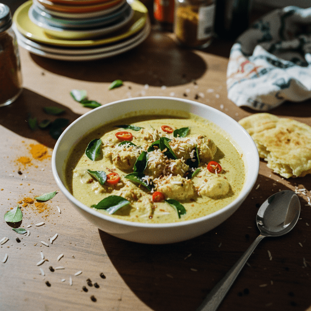 Fine Dining South Indian Aromatic Chicken Curry with Coconut Sauce