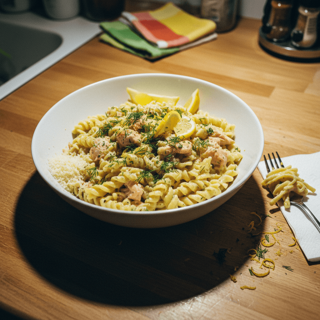 Creamy Lemon Garlic Salmon Pasta