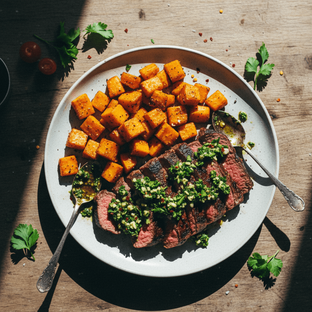 Steak Chimichurri & Sweet Potato