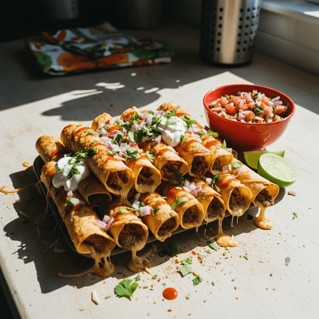 Crispy Cheesy Beef Taquitos