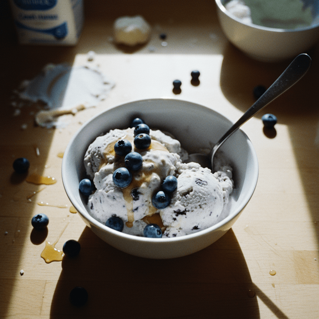 Blueberry Cottage Cheese Ice Cream