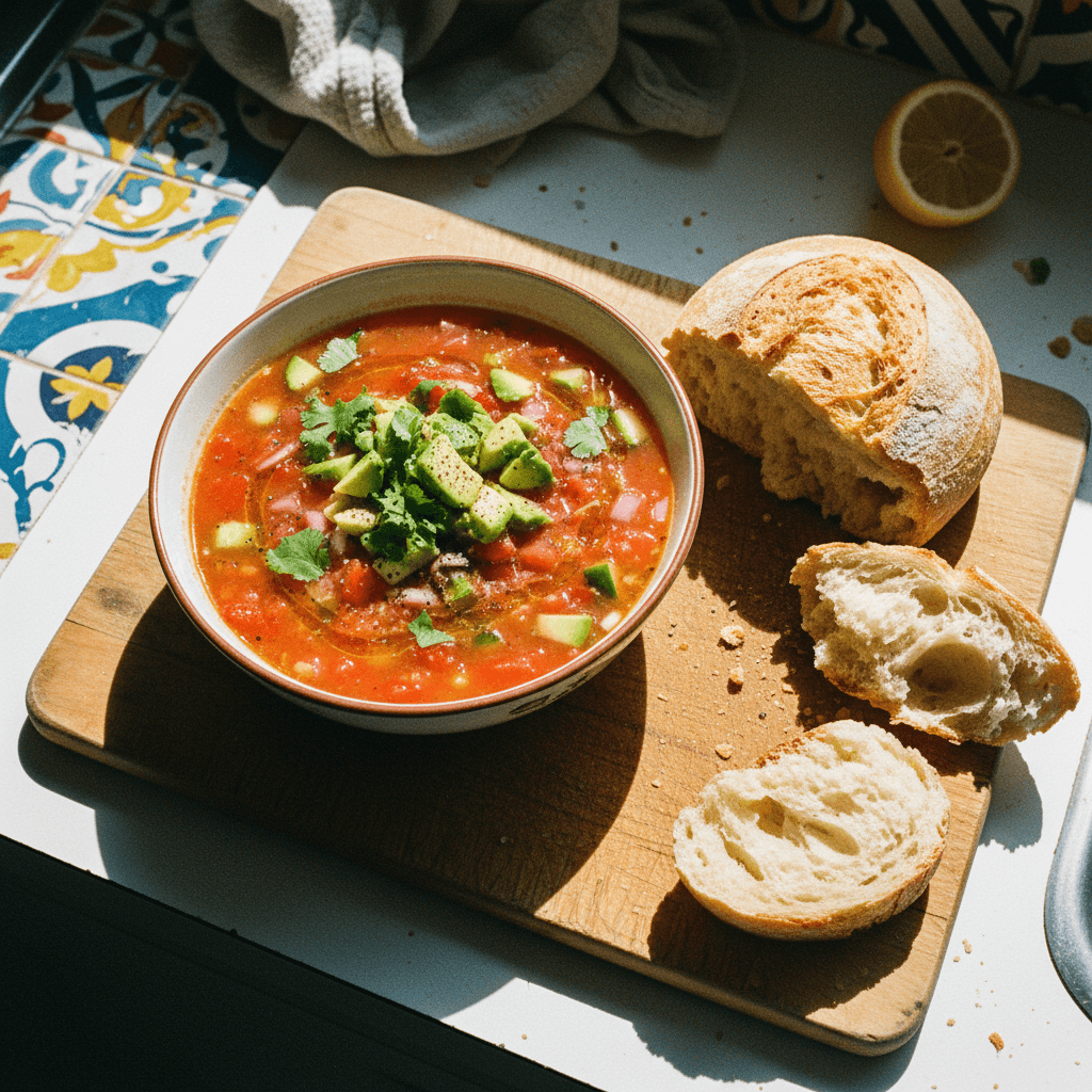 No-Cook Gazpacho with Crusty Bread