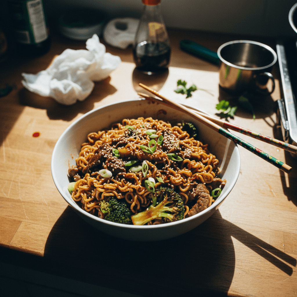 Lightning-Fast Beef and Broccoli Noodles
