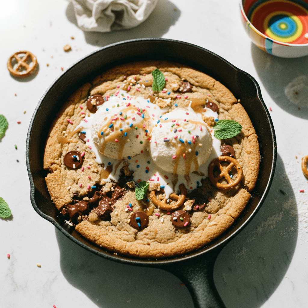 Molten Skillet Chocolate Chip Cookie with Ice Cream